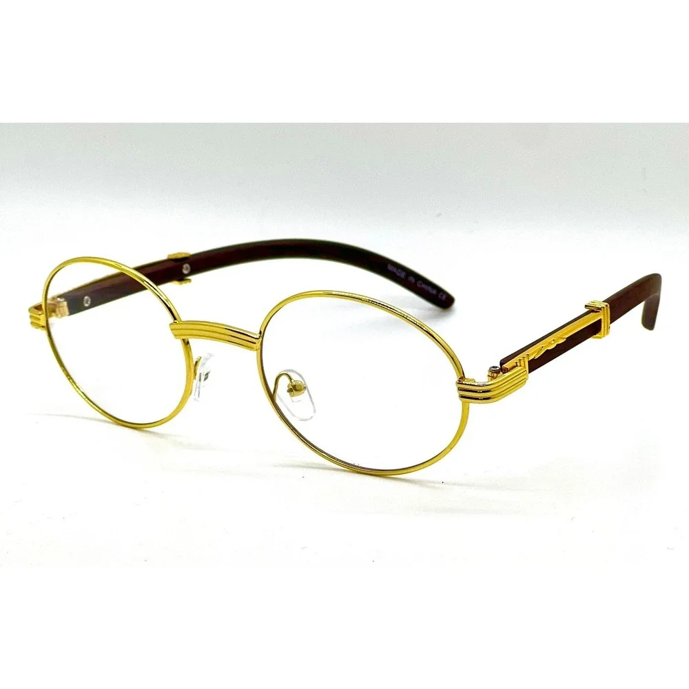 Retro Oval‎ 90s Metal Sunglasses Men Gold Clear Glasses 2025 Trendy Chic Narrow
